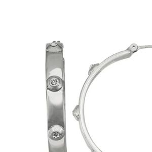 Simulated Crystal Stud Hoop Earrings
